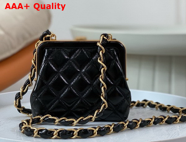 Chanel Mini Clutch with Bow Black Shiny Lambskin Replica