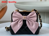 Chanel Mini Clutch with Bow Black and Pink Shiny Lambskin Replica