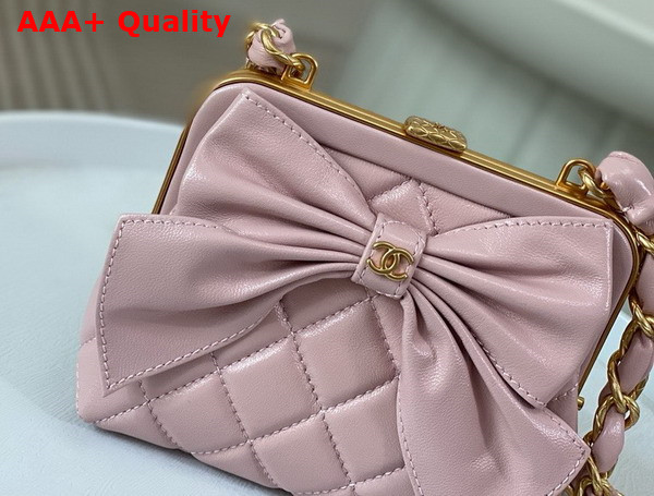 Chanel Mini Clutch with Bow Pink Shiny Lambskin Replica