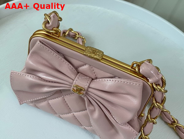 Chanel Mini Clutch with Bow Pink Shiny Lambskin Replica