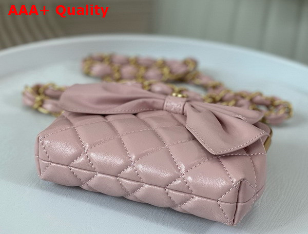 Chanel Mini Clutch with Bow Pink Shiny Lambskin Replica