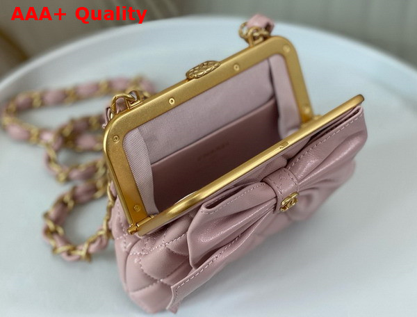 Chanel Mini Clutch with Bow Pink Shiny Lambskin Replica