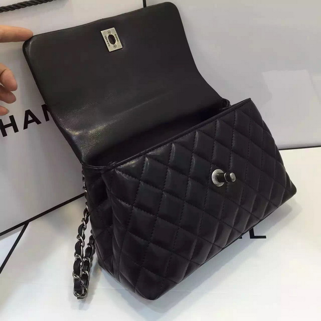 Chanel Mini Coco Handle Bag Black Lambskin Lizard Handle for Sale