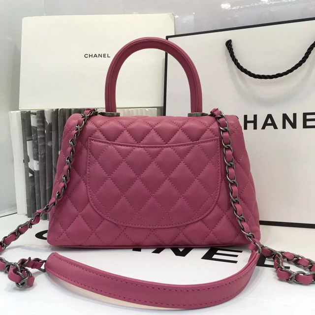 Chanel Mini Coco Handle Bag Fuchsia Lambskin for Sale