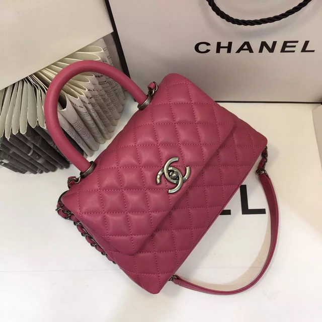 Chanel Mini Coco Handle Bag Fuchsia Lambskin for Sale