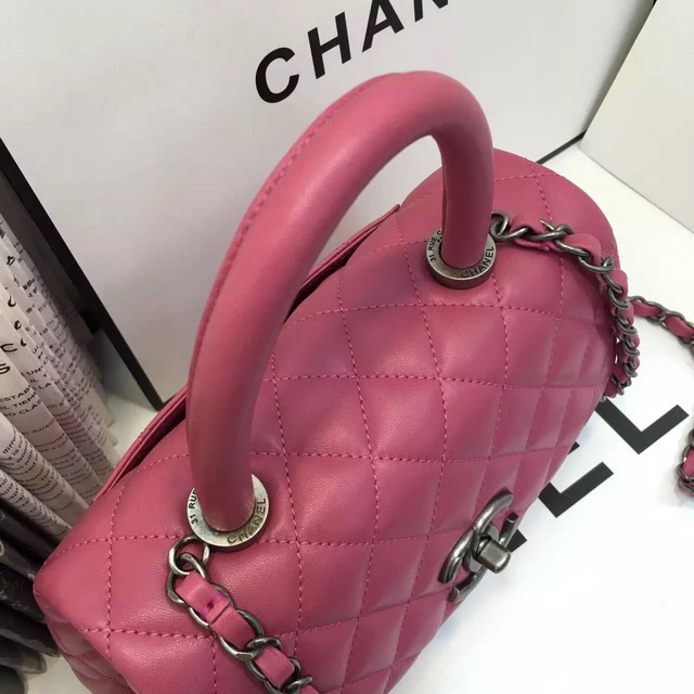 Chanel Mini Coco Handle Bag Fuchsia Lambskin for Sale