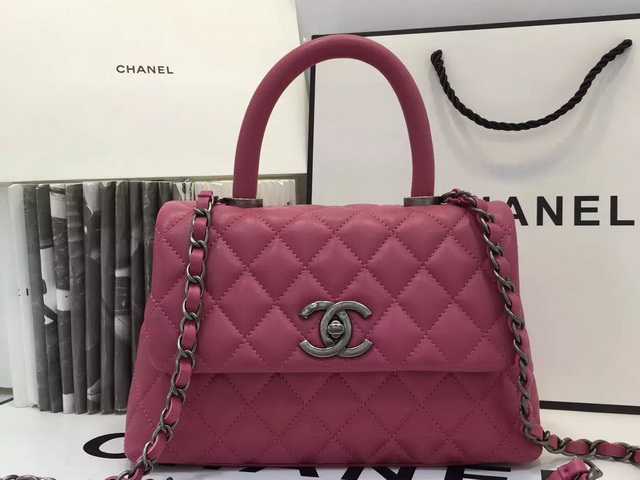 Chanel Mini Coco Handle Bag Fuchsia Lambskin for Sale