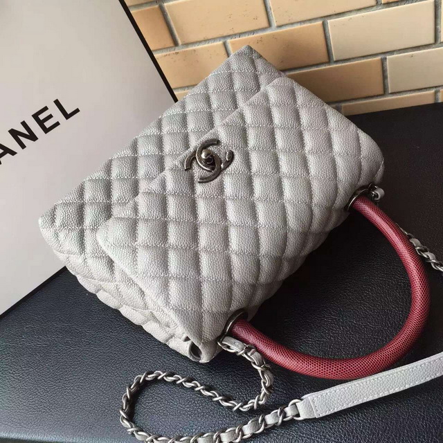 Chanel Mini Coco Handle Bag Grey Caviar and Lizard for Sale