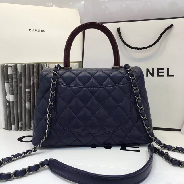 Chanel Mini Coco Handle Bag Navy Blue Lambskin for Sale