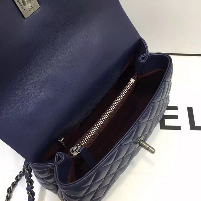 Chanel Mini Coco Handle Bag Navy Blue Lambskin for Sale