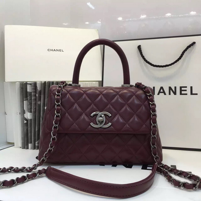 Chanel Mini Coco Handle Bag Oxblood Lambskin for Sale