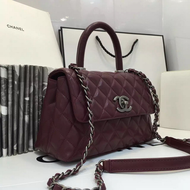 Chanel Mini Coco Handle Bag Oxblood Lambskin for Sale