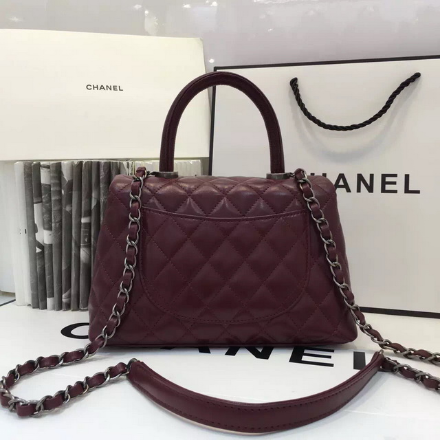 Chanel Mini Coco Handle Bag Oxblood Lambskin for Sale