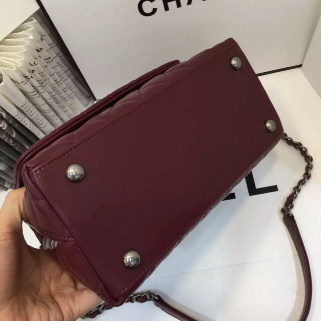 Chanel Mini Coco Handle Bag Oxblood Lambskin for Sale