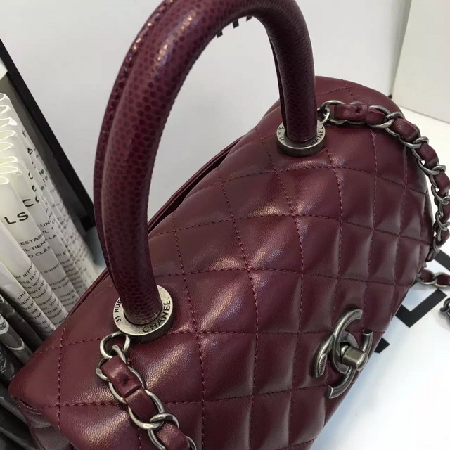 Chanel Mini Coco Handle Bag Oxblood Lambskin for Sale