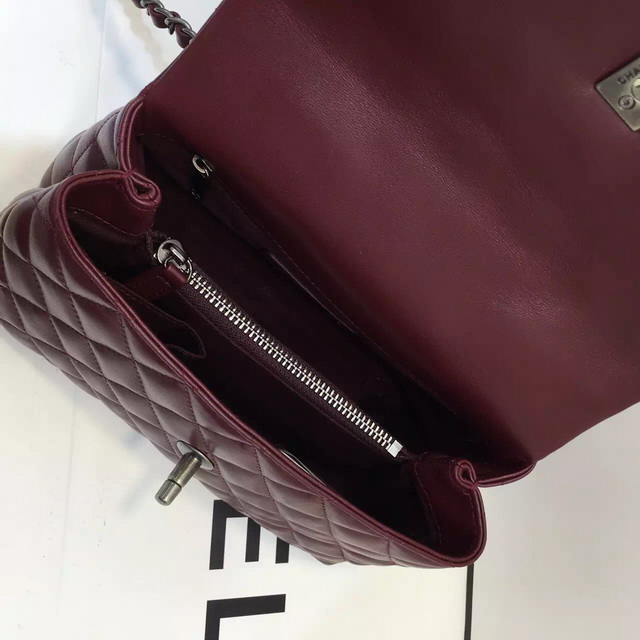 Chanel Mini Coco Handle Bag Oxblood Lambskin for Sale