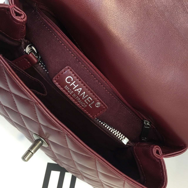 Chanel Mini Coco Handle Bag Oxblood Lambskin for Sale