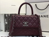 Chanel Mini Coco Handle Bag Oxblood Lambskin for Sale