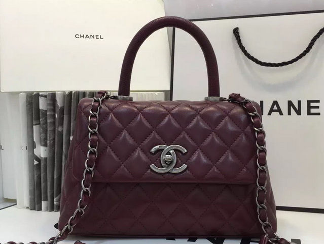 Chanel Mini Coco Handle Bag Oxblood Lambskin for Sale