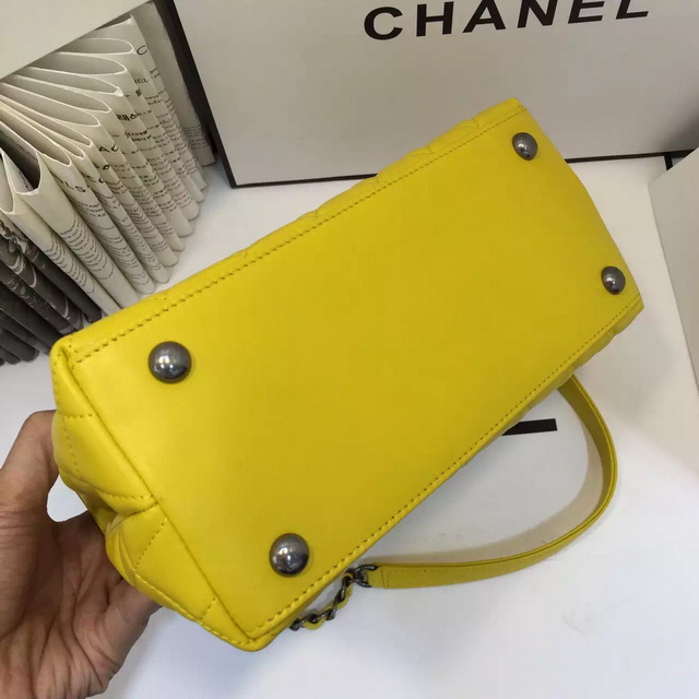 Chanel Mini Coco Handle Bag Yellow Lambskin for Sale