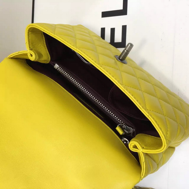 Chanel Mini Coco Handle Bag Yellow Lambskin for Sale