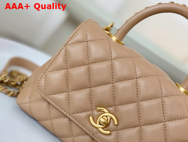 Chanel Mini Coco Handle Bag in Beige Grained Calfskin Handle Replica