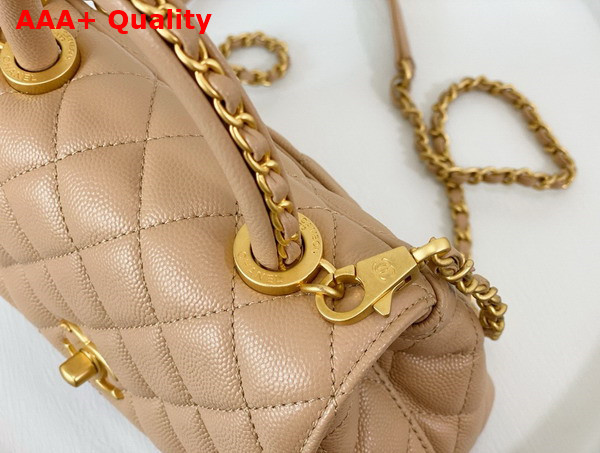 Chanel Mini Coco Handle Bag in Beige Grained Calfskin Handle Replica