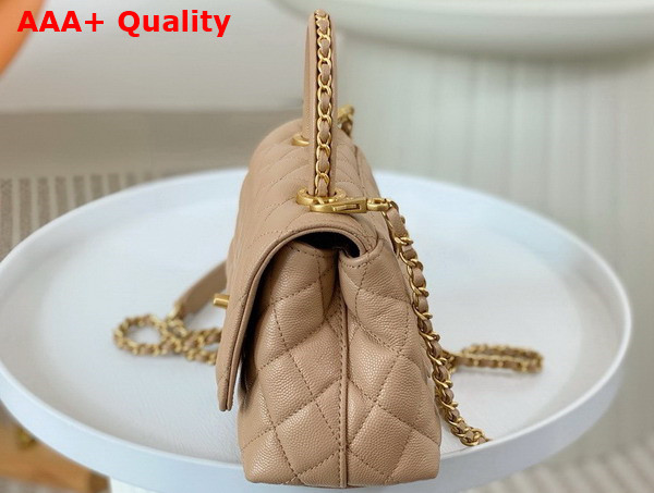 Chanel Mini Coco Handle Bag in Beige Grained Calfskin Handle Replica