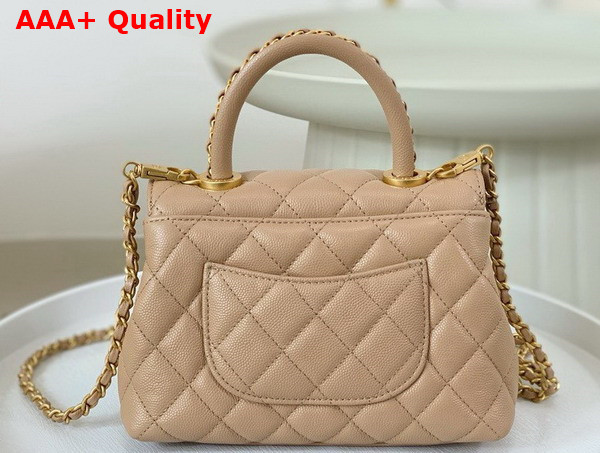 Chanel Mini Coco Handle Bag in Beige Grained Calfskin Handle Replica