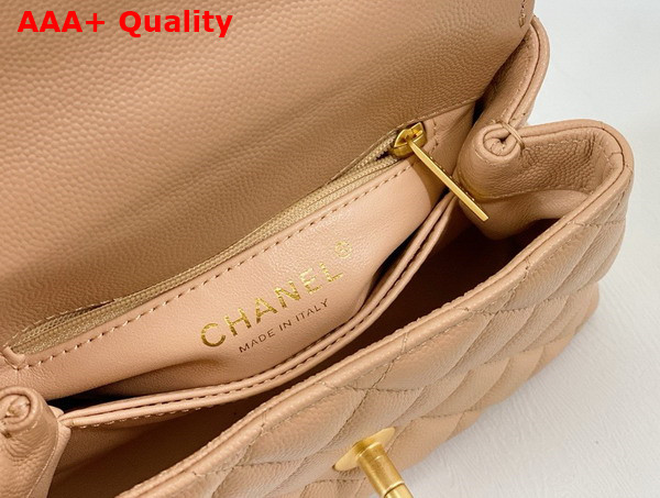 Chanel Mini Coco Handle Bag in Beige Grained Calfskin Handle Replica