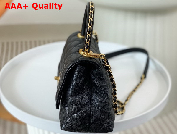 Chanel Mini Coco Handle Bag in Black Grained Calfskin Handle Replica