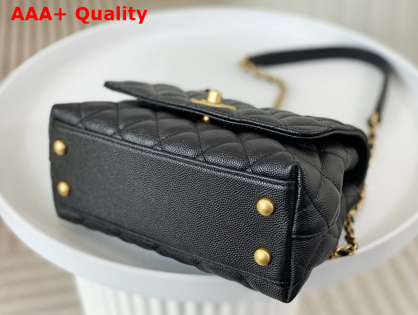 Chanel Mini Coco Handle Bag in Black Grained Calfskin Handle Replica