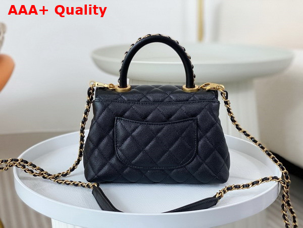 Chanel Mini Coco Handle Bag in Black Grained Calfskin Handle Replica