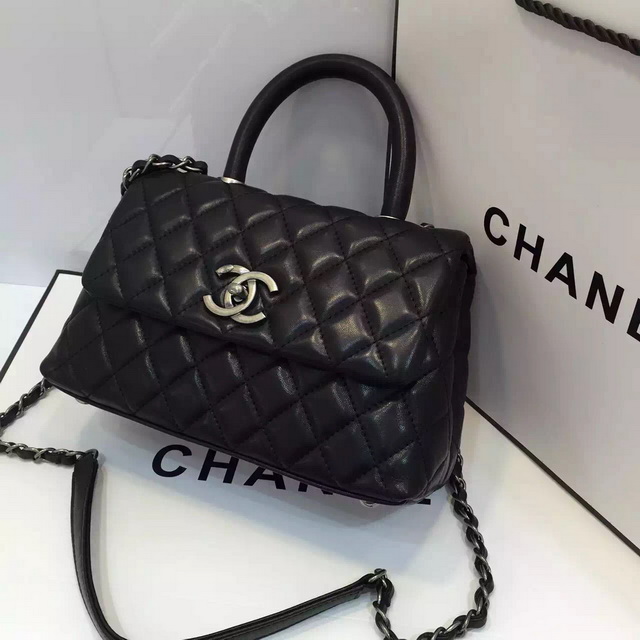 Chanel Mini Coco Handle Bag in Black Lambskin for Sale