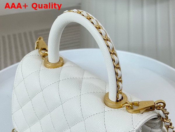 Chanel Mini Coco Handle Bag in White Grained Calfskin Handle Replica