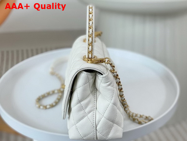 Chanel Mini Coco Handle Bag in White Grained Calfskin Handle Replica