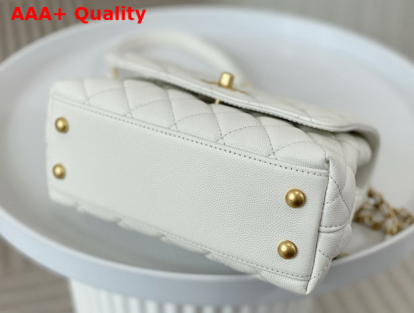 Chanel Mini Coco Handle Bag in White Grained Calfskin Handle Replica