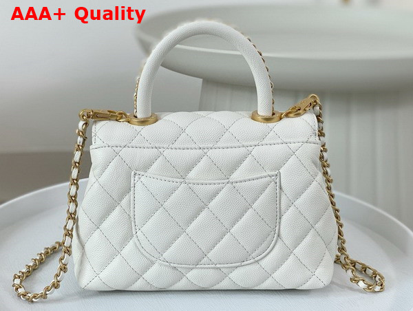 Chanel Mini Coco Handle Bag in White Grained Calfskin Handle Replica