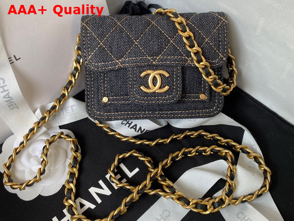 Chanel Mini Denim Flap Bag in Black Replica