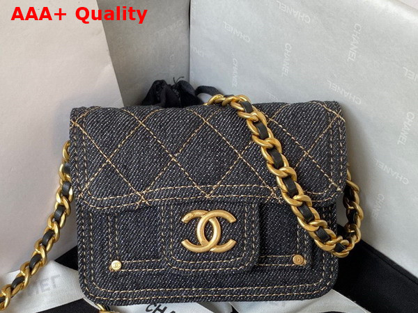 Chanel Mini Denim Flap Bag in Black Replica