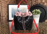 Chanel Mini Drawstring Bag Black and Multicolor Lambskin For Sale