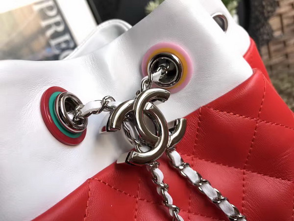 Chanel Mini Drawstring Bag Red and Multicolor Lambskin For Sale