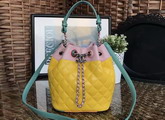 Chanel Mini Drawstring Bag Yellow and Multicolor Lambskin For Sale