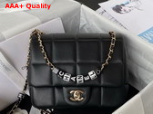 Chanel Mini Falp Bag in Black Damier Quilted Lambskin Replica