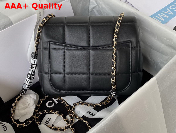 Chanel Mini Falp Bag in Black Damier Quilted Lambskin Replica