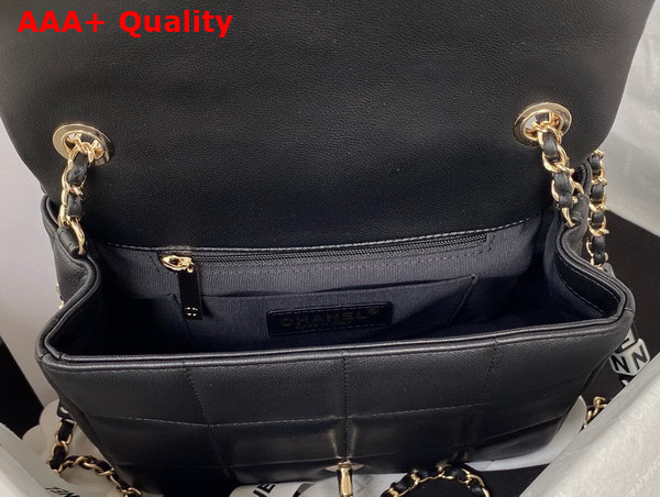 Chanel Mini Falp Bag in Black Damier Quilted Lambskin Replica