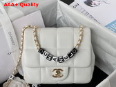 Chanel Mini Falp Bag in White Damier Quilted Lambskin Replica