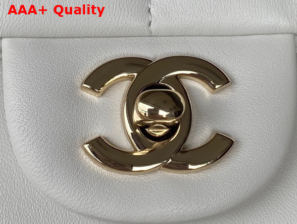 Chanel Mini Falp Bag in White Damier Quilted Lambskin Replica