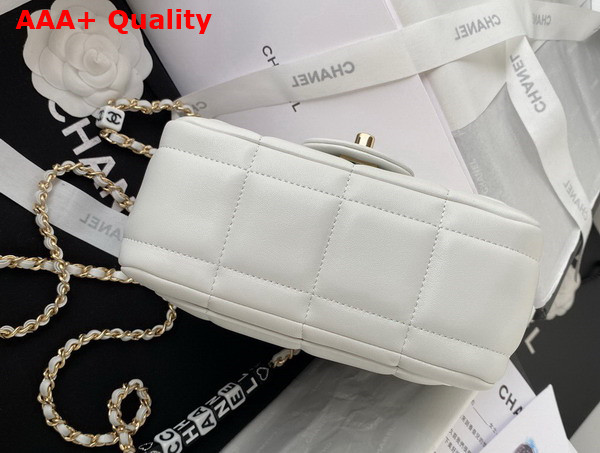 Chanel Mini Falp Bag in White Damier Quilted Lambskin Replica