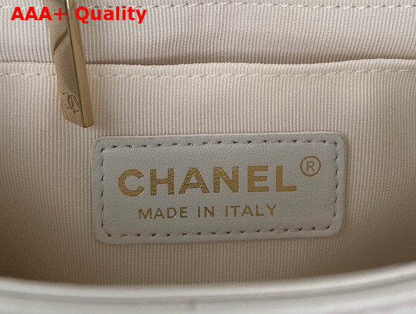 Chanel Mini Falp Bag in White Damier Quilted Lambskin Replica